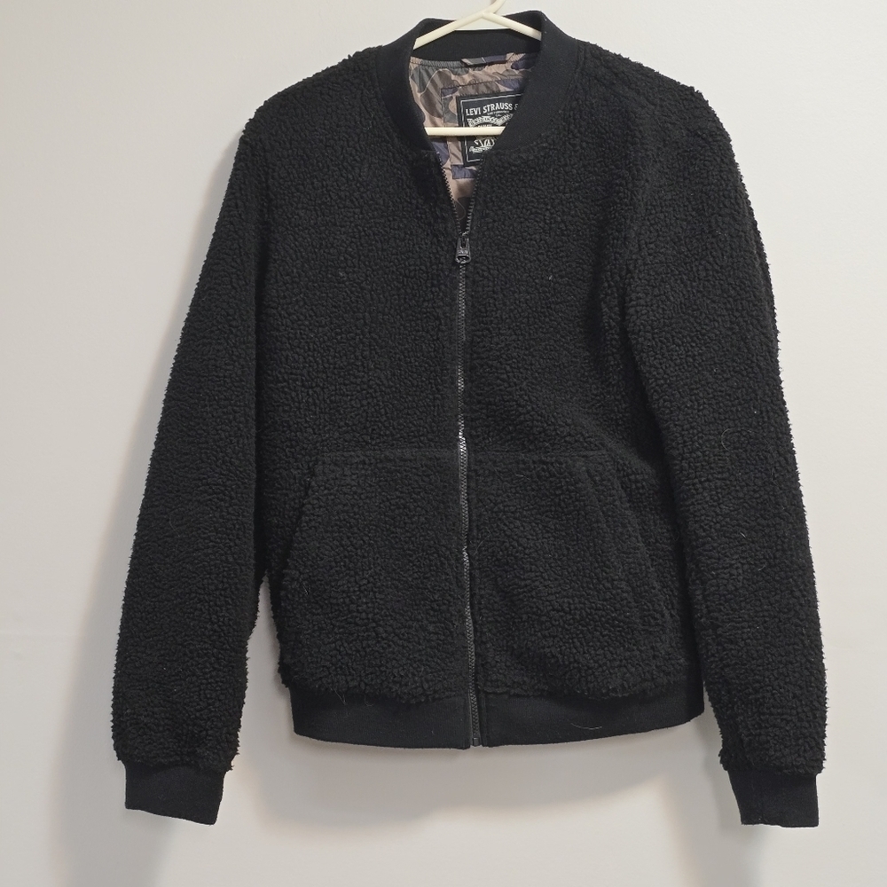 Levi's Sherpa Teddy Bomber Jacket color Dark Blue Size Small